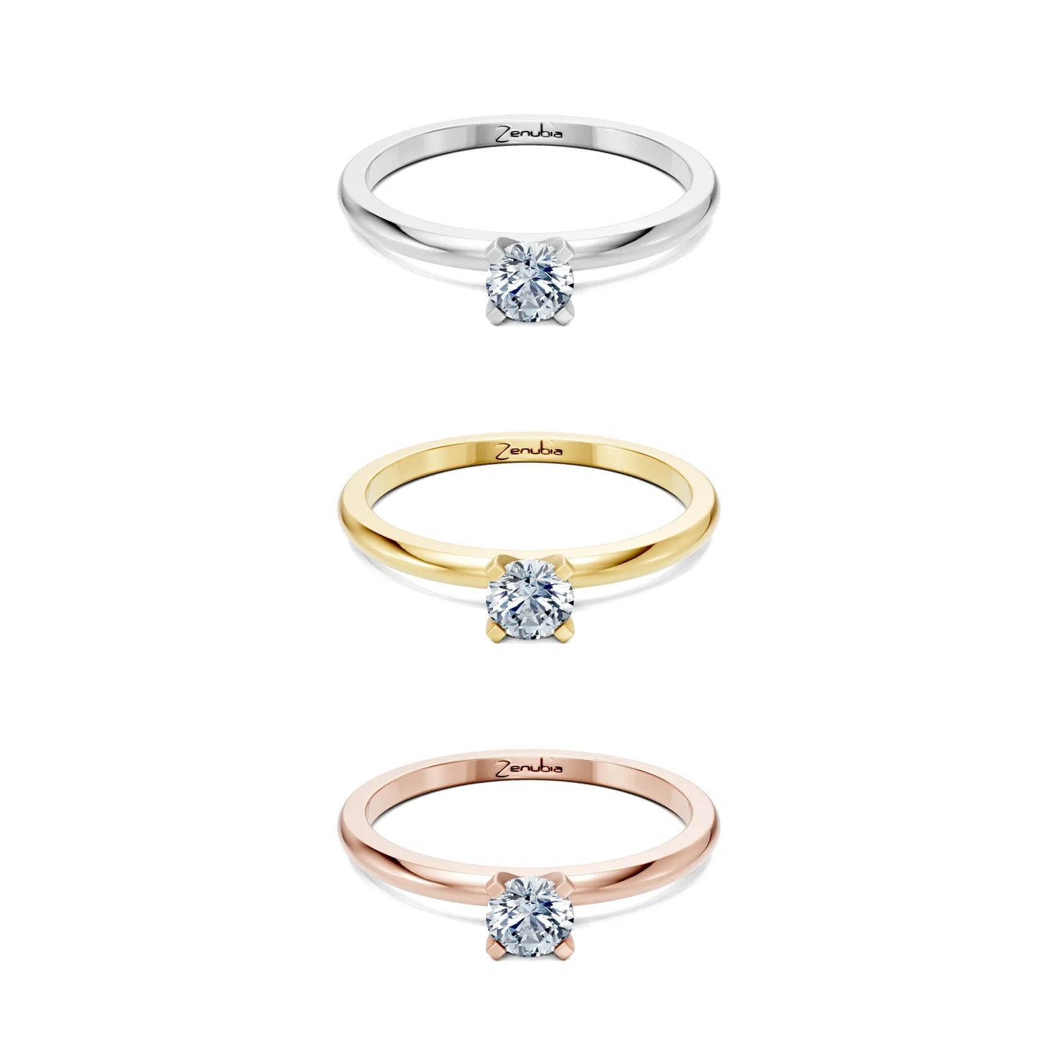 Finnja_3erKombi_Finnja-Verlobungsring_Zenubia_Weissgold_Gelbgold_Rosegold_Platin