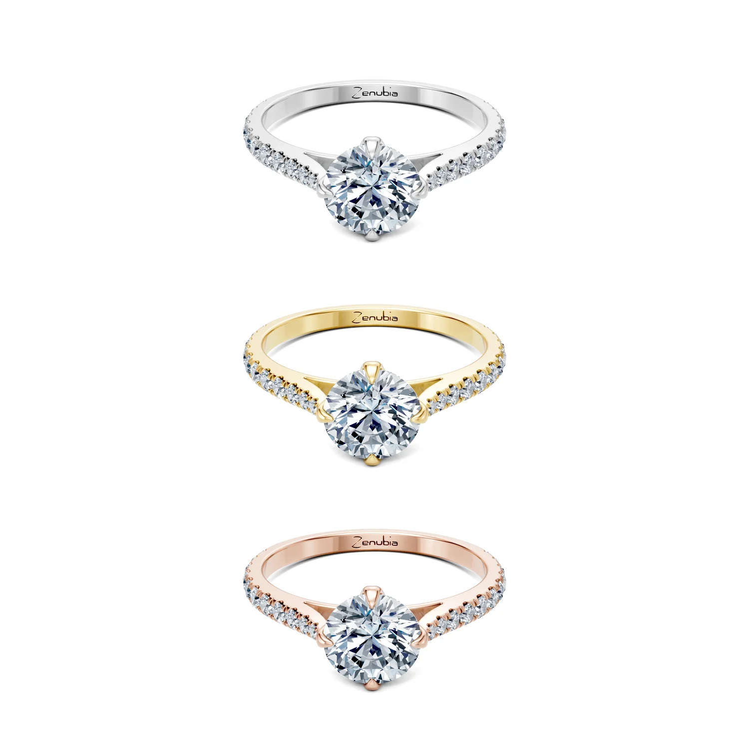 Suzana_3erKombi_Suzana-Verlobungsring_Zenubia_Weissgold_Gelbgold_Rosegold_Platin